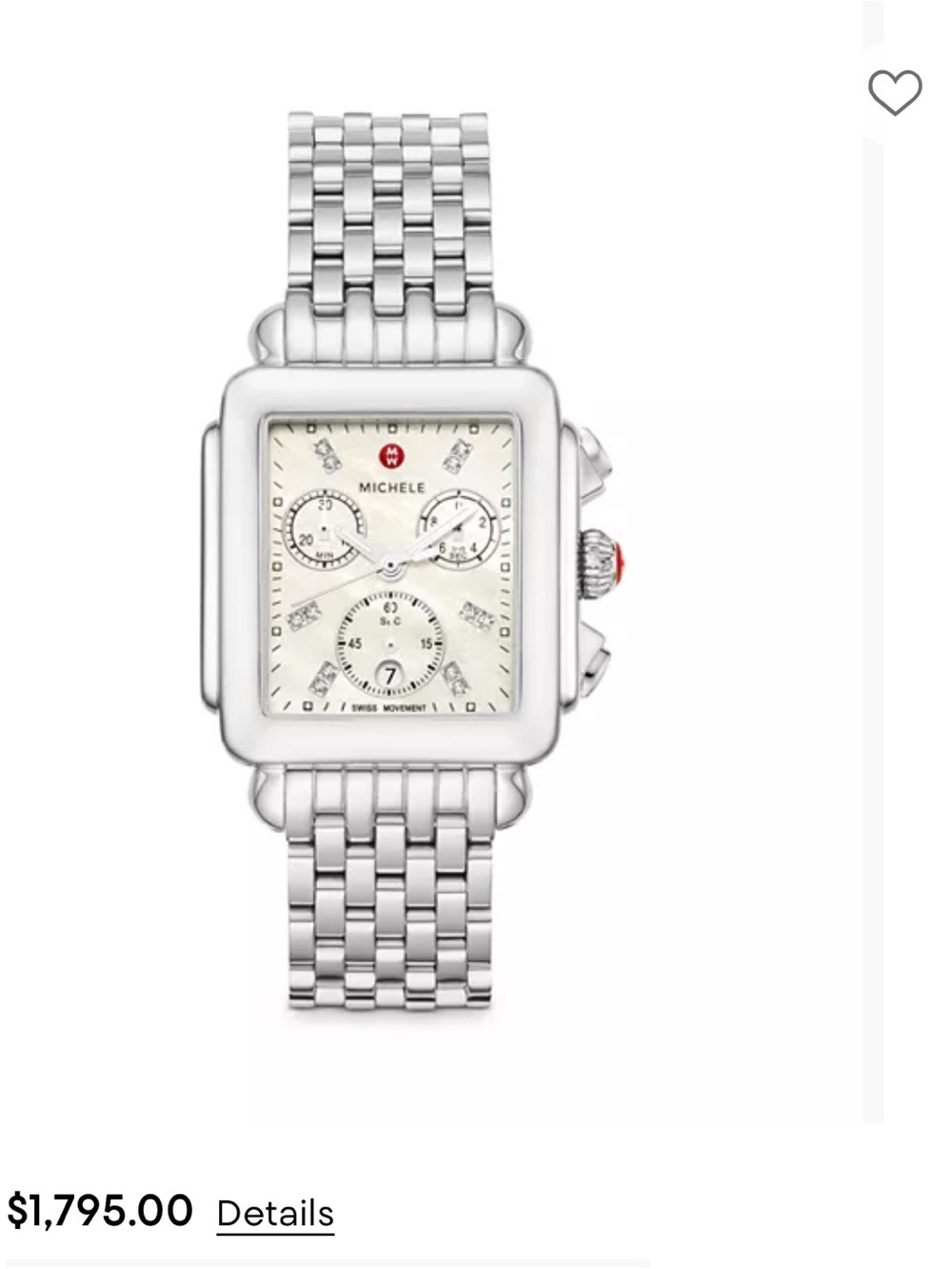 MICHELE Deco Chronograph Womens Watch 33mm